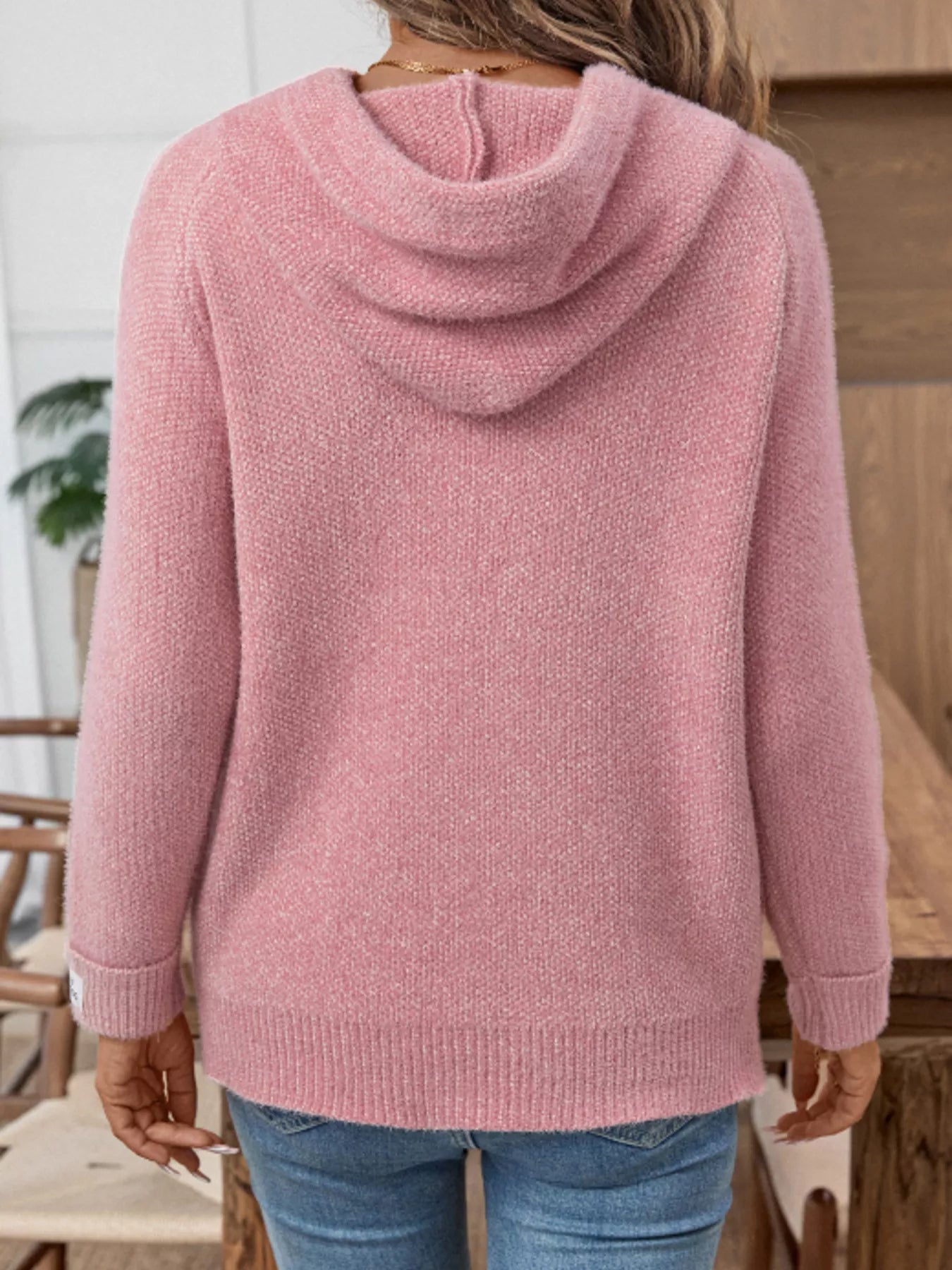 Long Sleeve Drawstring Hooded Sweater - Be Bliss Boutique