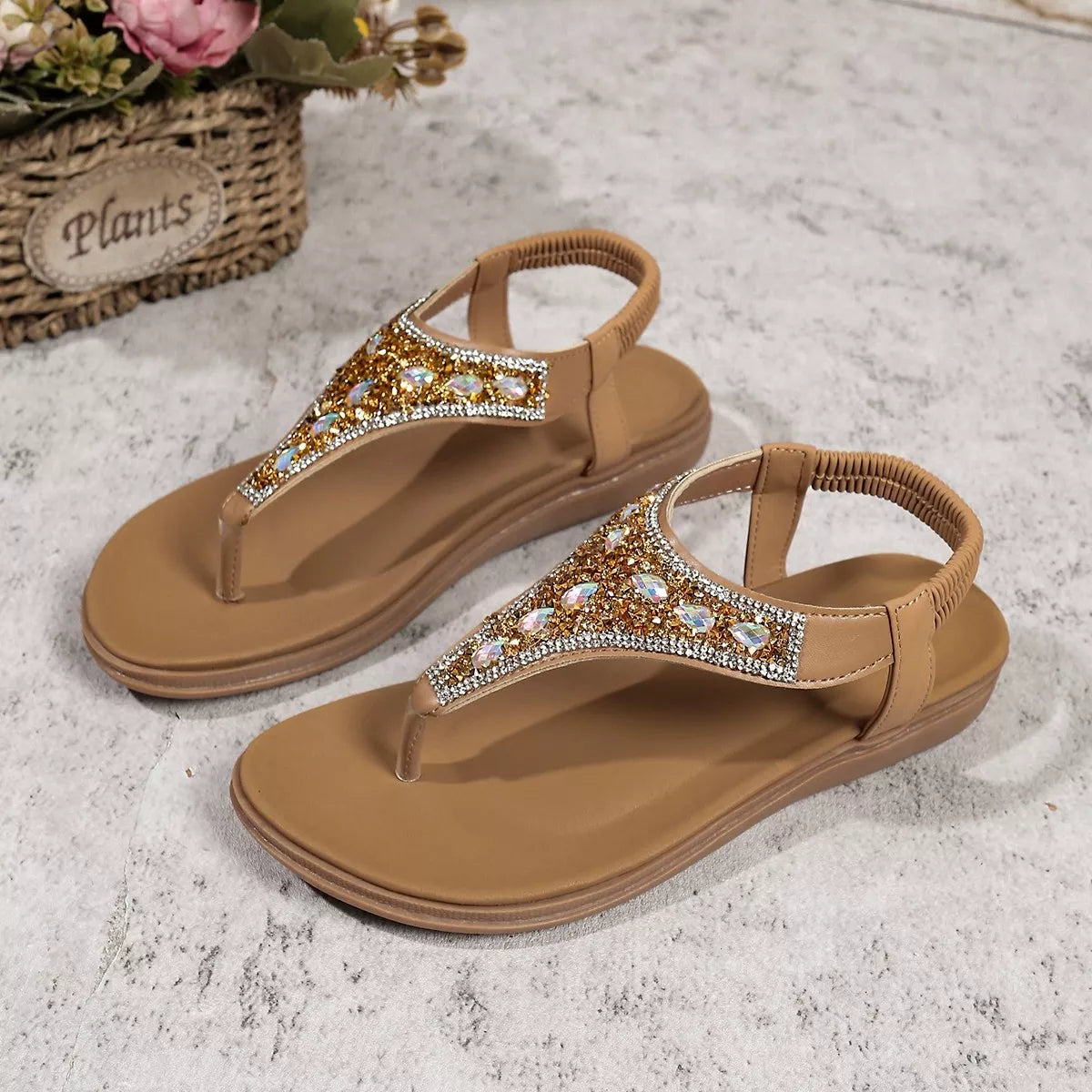 Toe Post Rhinestone Sandals - Be Bliss Boutique