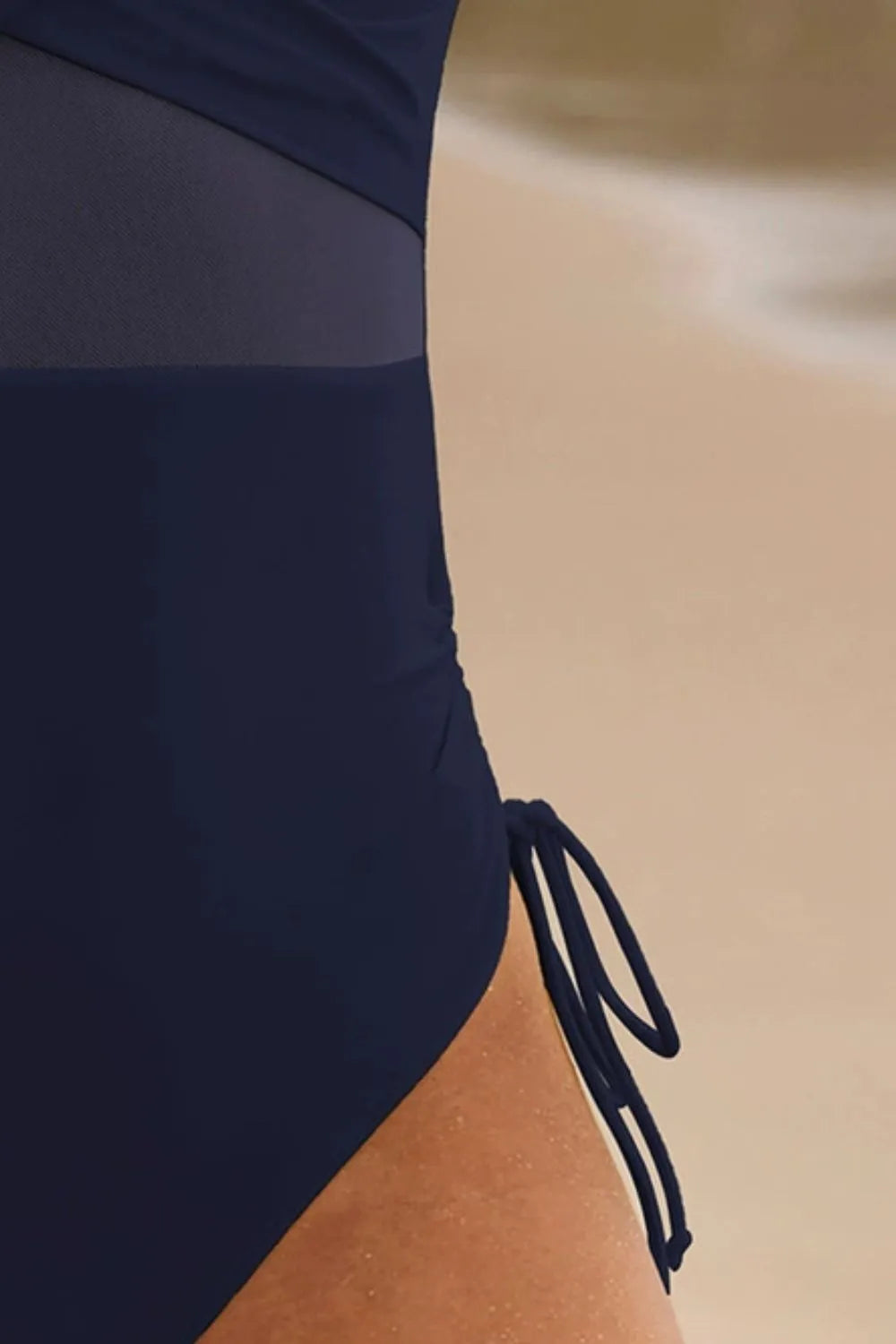 Drawstring Ruched V Neck One Piece Swimsuit - Be Bliss Boutique