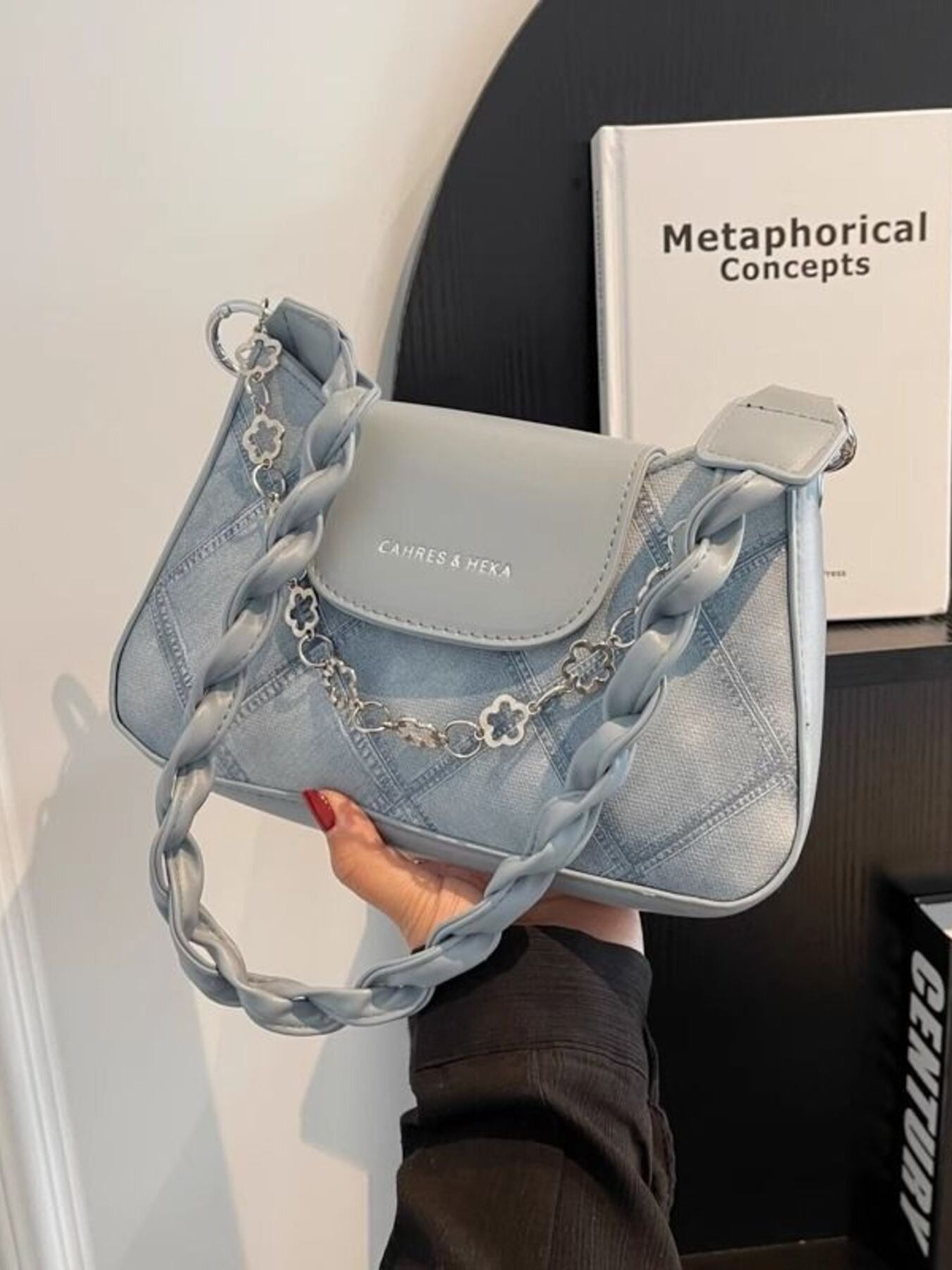 Chain Decor Leather Shoulder Bag - Be Bliss Boutique