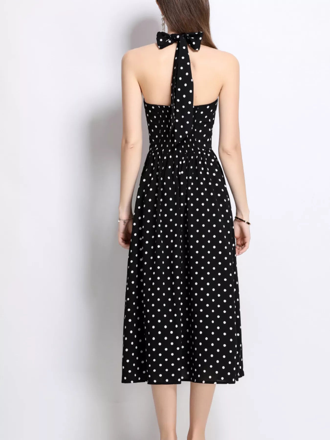 Polka Dot Halter Neck Midi Dress - Be Bliss Boutique