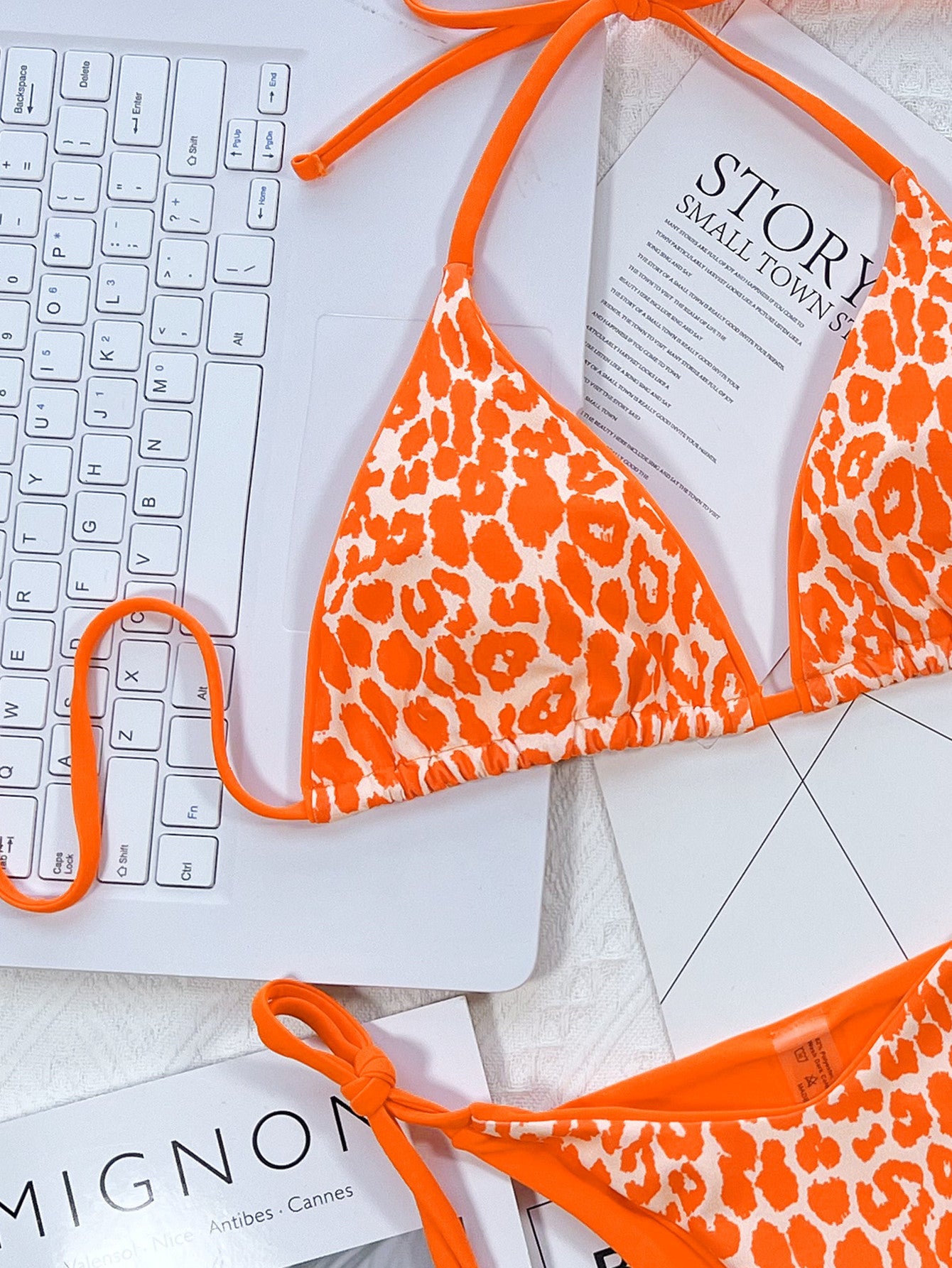 Leopard Print Halter Neck Tie Side Bikini Set - Be Bliss Boutique