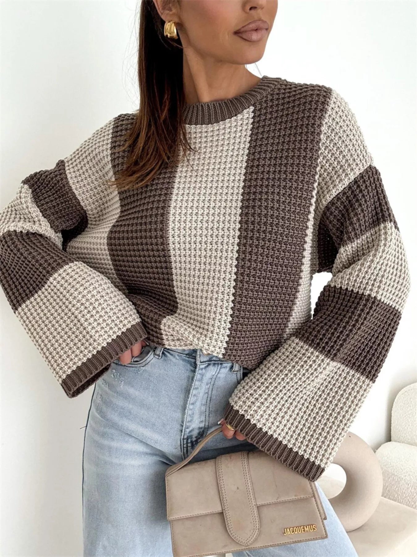 Color Block Long Sleeve Sweater -  Be Bliss Boutique