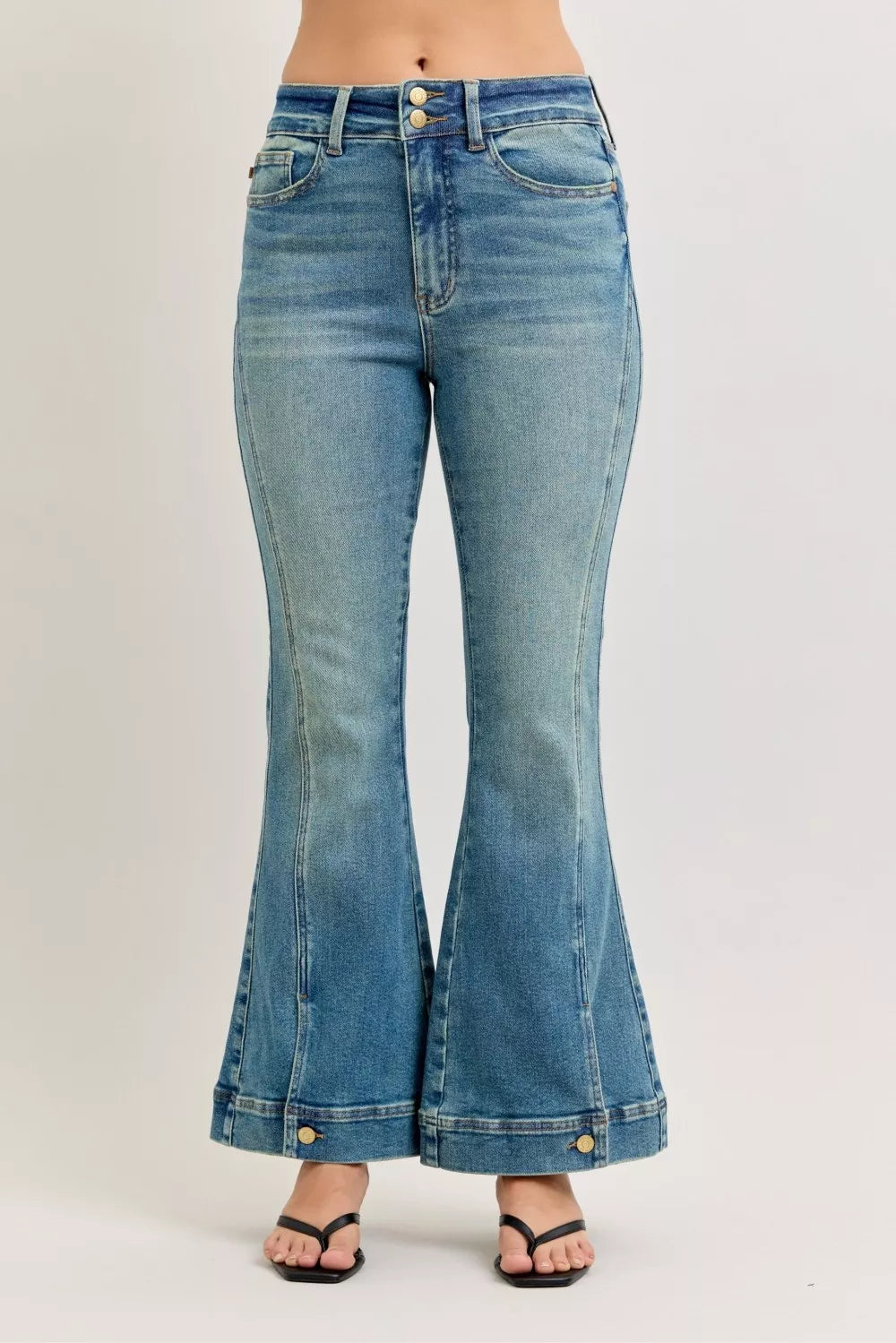 Judy Blue Jeans - High Waist Vintage Wash Flare Jeans - Be Bliss Boutique