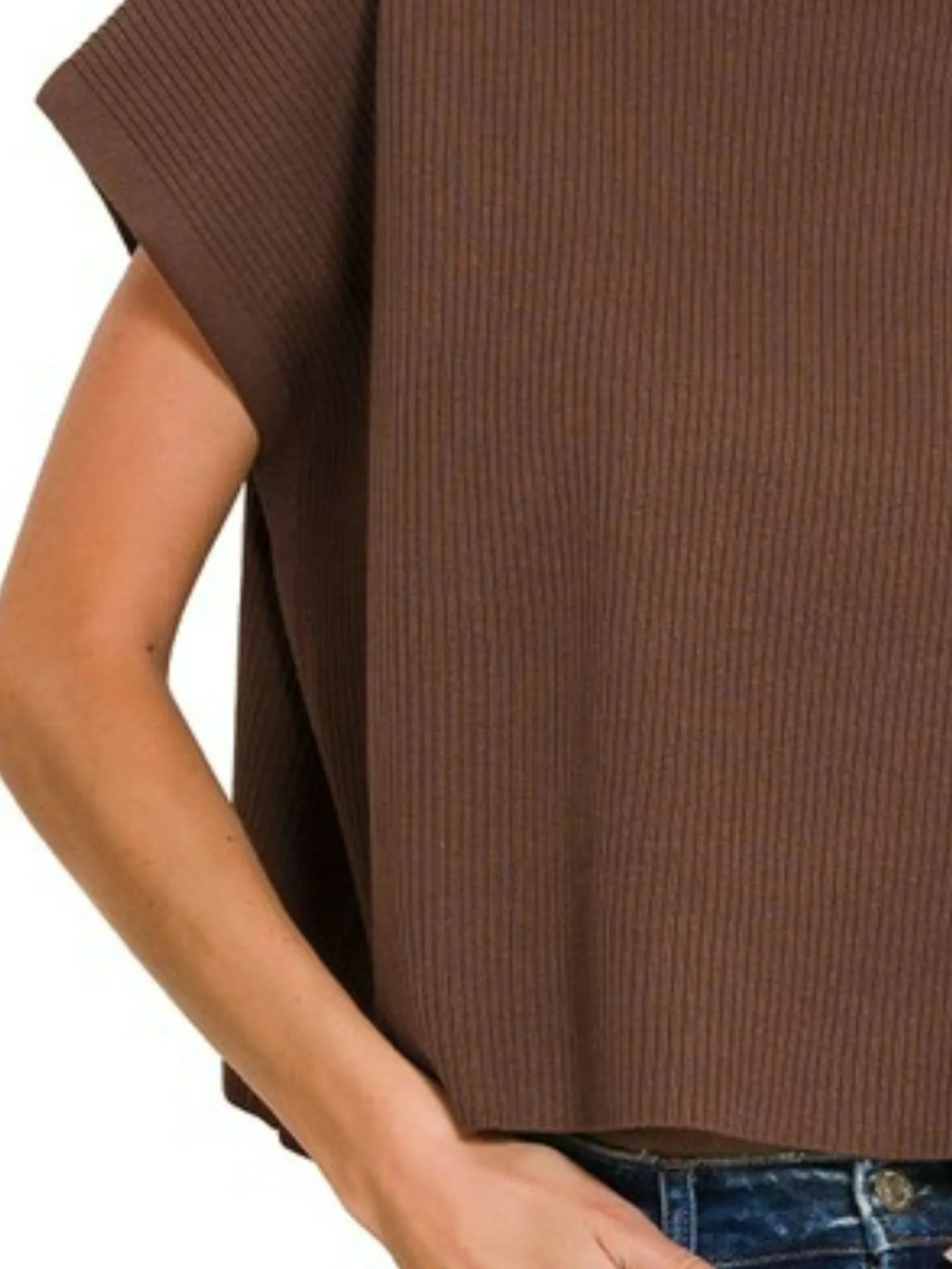 Zenana Viscose Mock Neck Short Sleeve Boxy Sweater -  Be Bliss Boutique