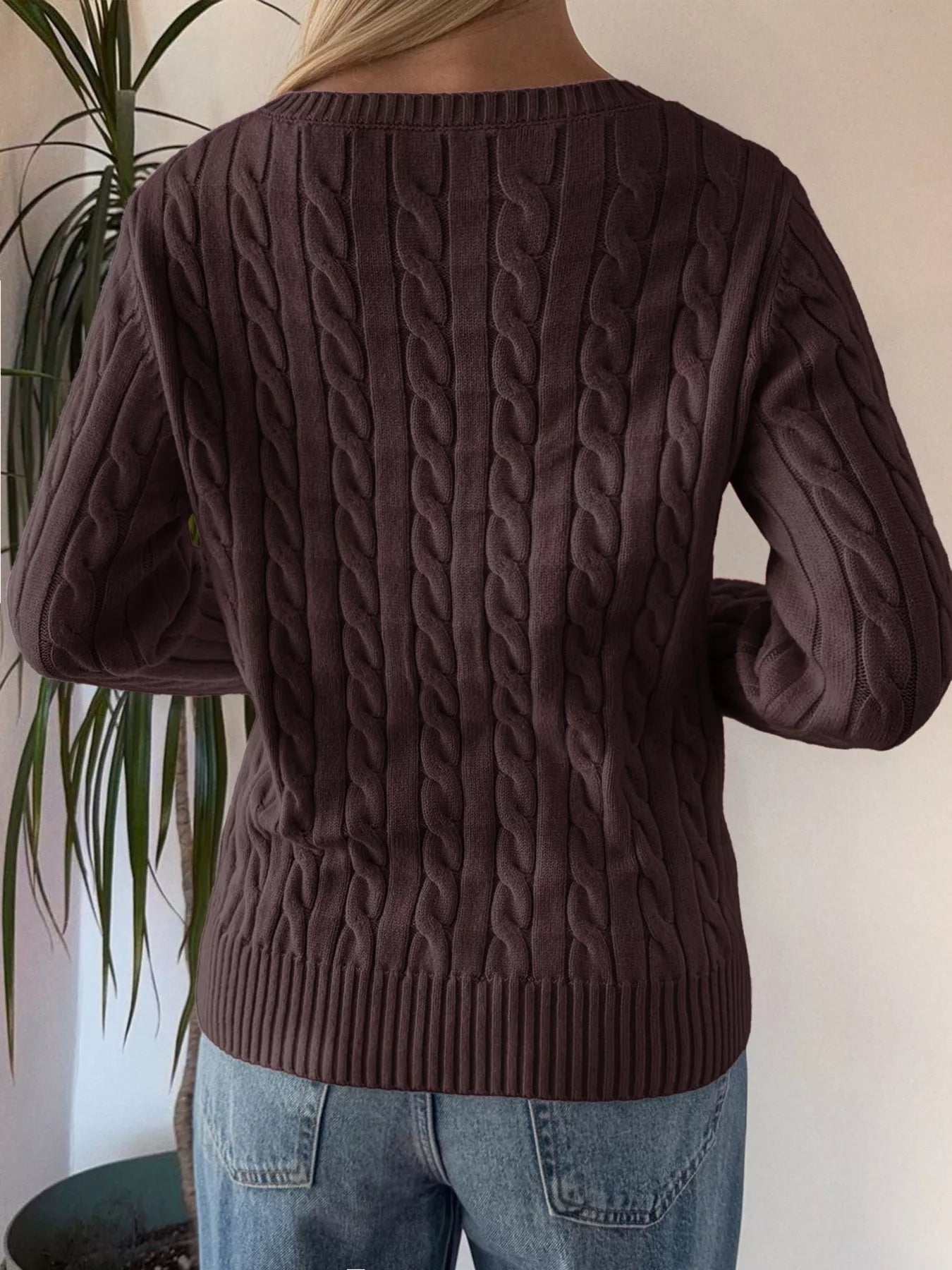 Cable Knit V Neck Sweater - Be Bliss Boutique