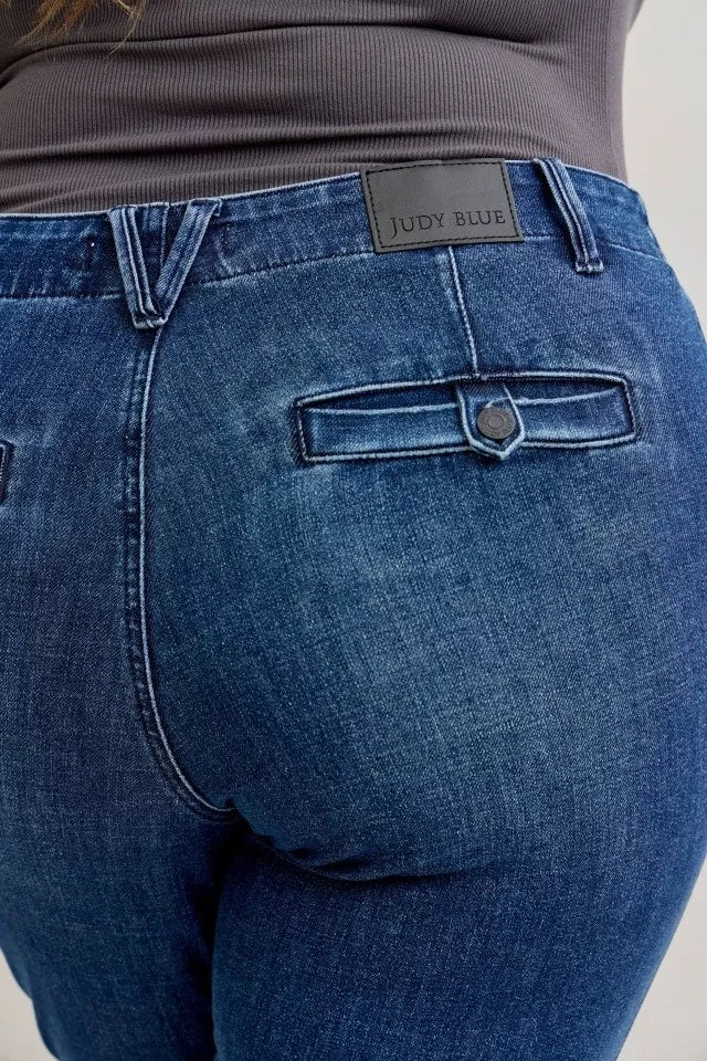 Judy Blue Full Size Mid Rise Bootcut Jeans with Welt Pockets Plus Size - Be Bliss Boutique