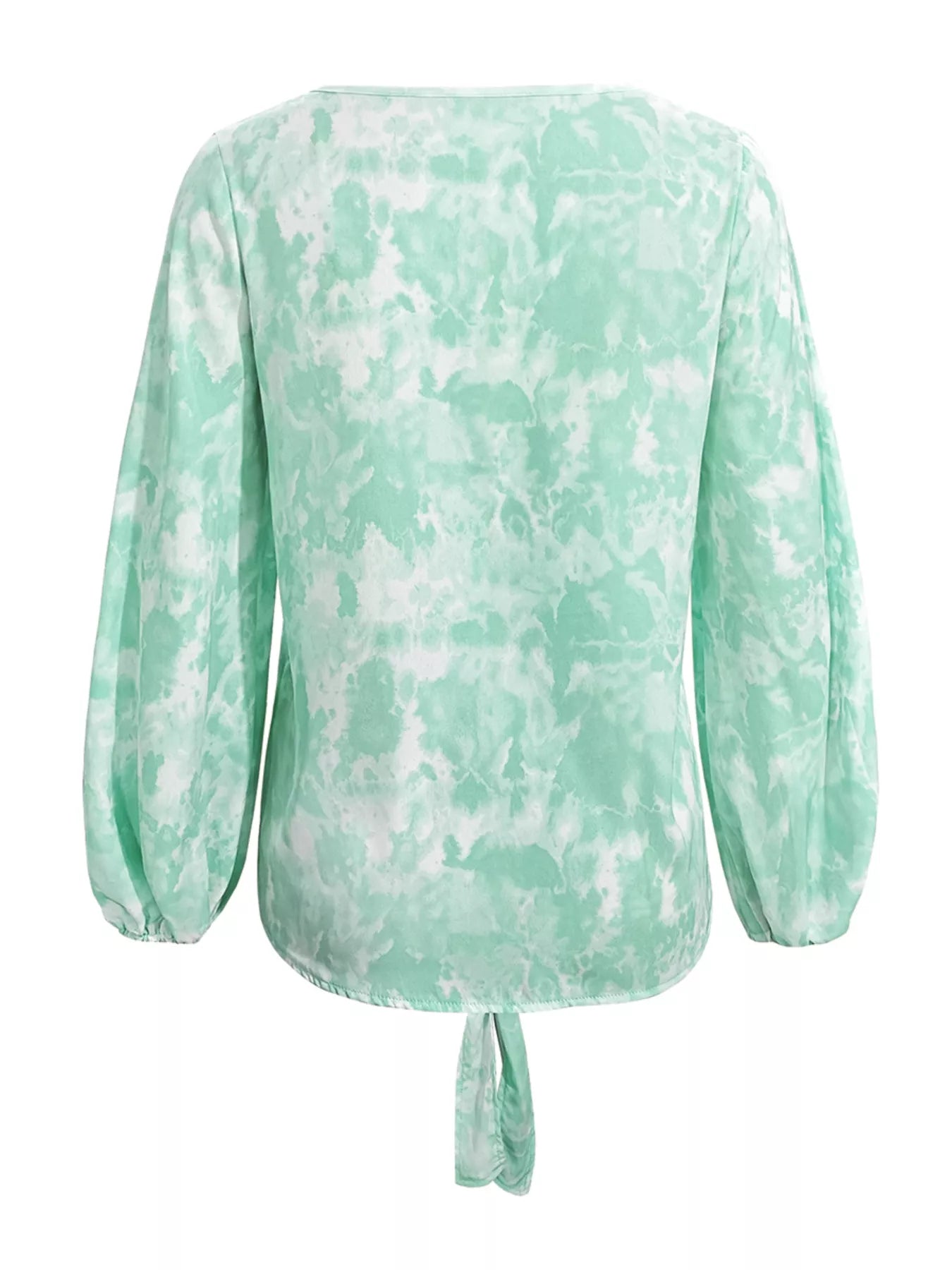 V-Neck Long Sleeve Tie-Front Blouse - Be Bliss Boutique