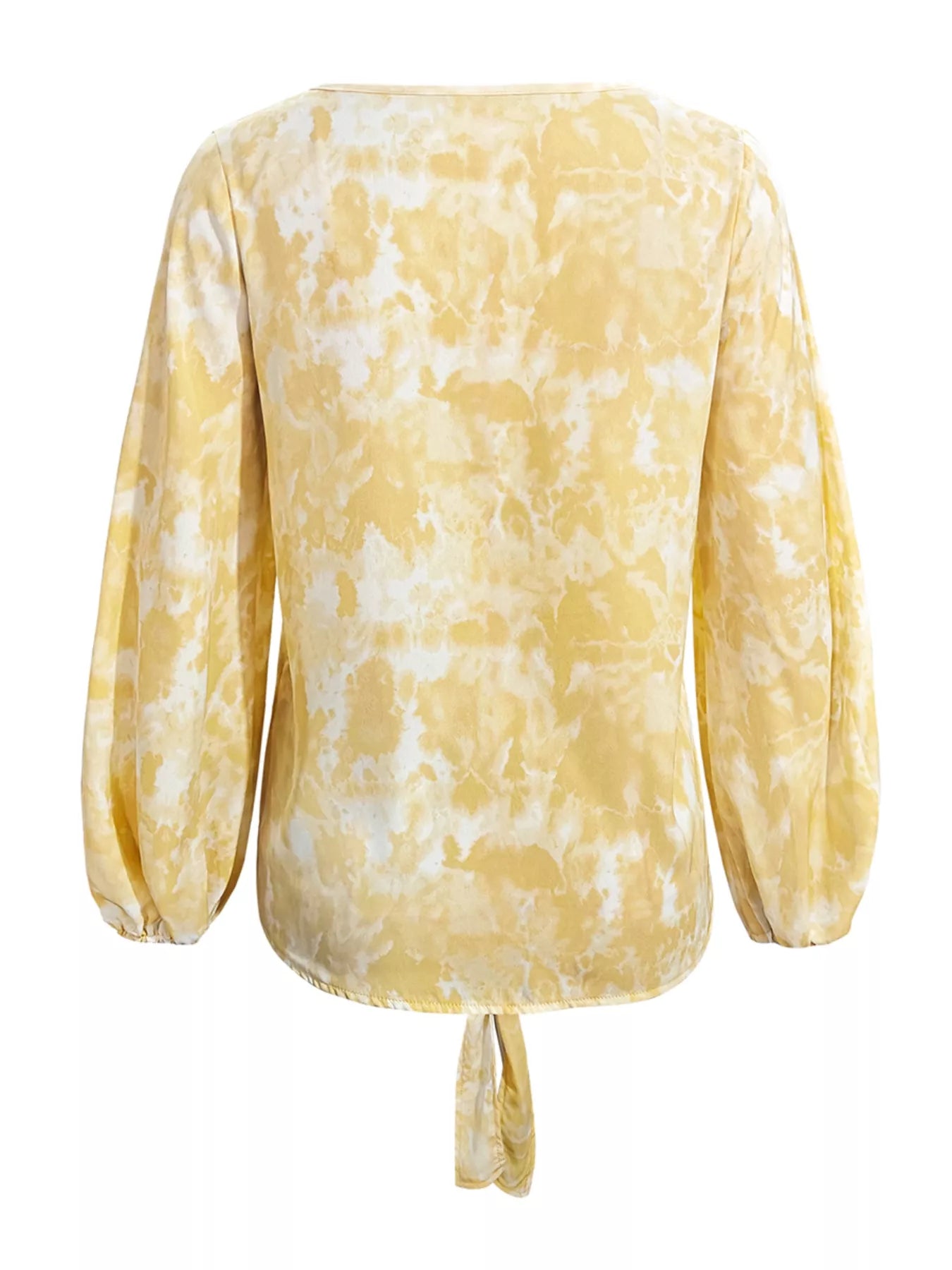 V-Neck Long Sleeve Tie-Front Blouse - Be Bliss Boutique