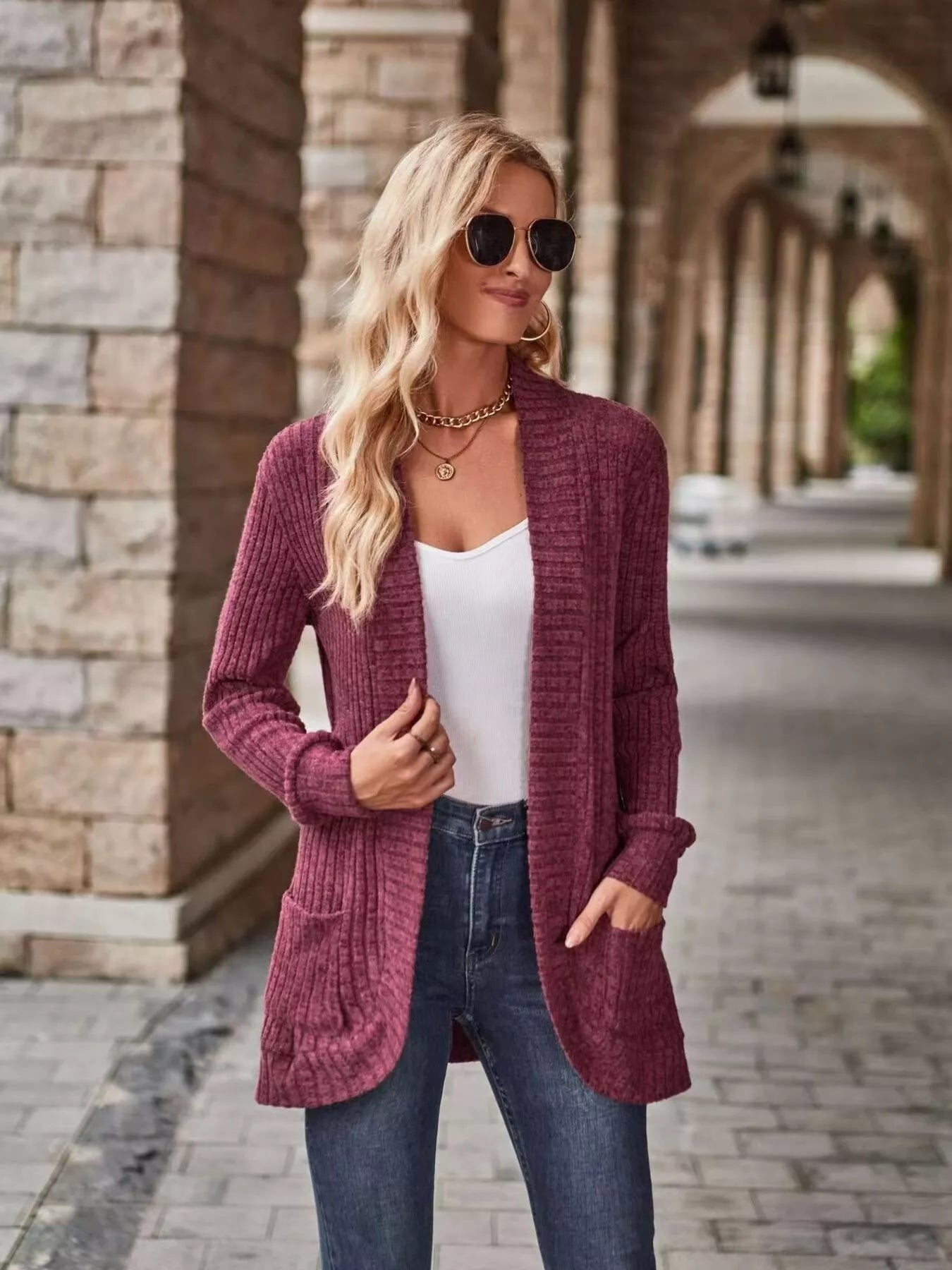 Ribbed Knit Open Front Cardigan -  Be Bliss Boutique