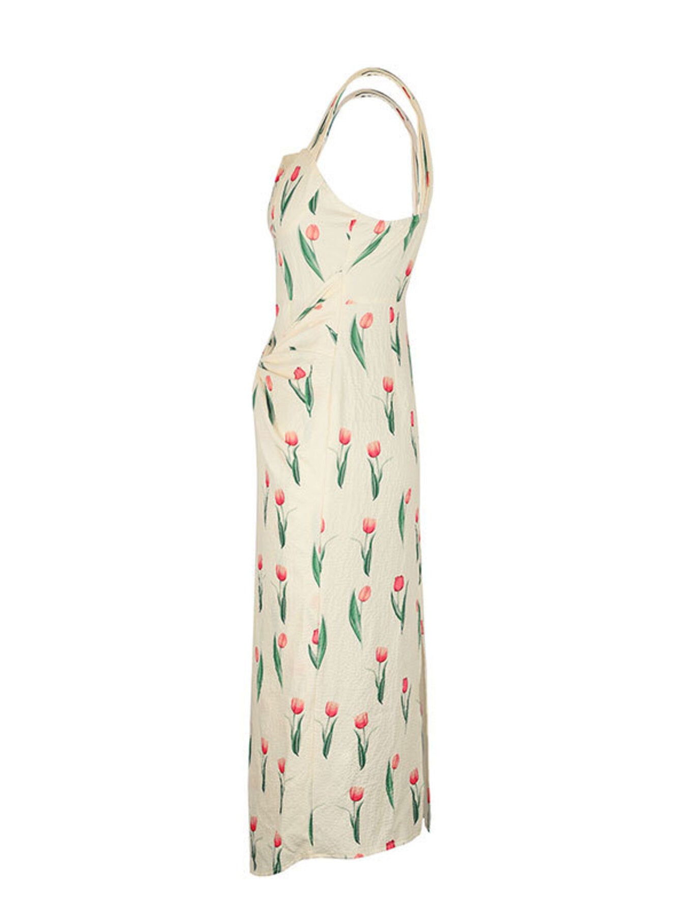 Tulip Print Twist Front Slit Cami Dress - Be Bliss Boutique