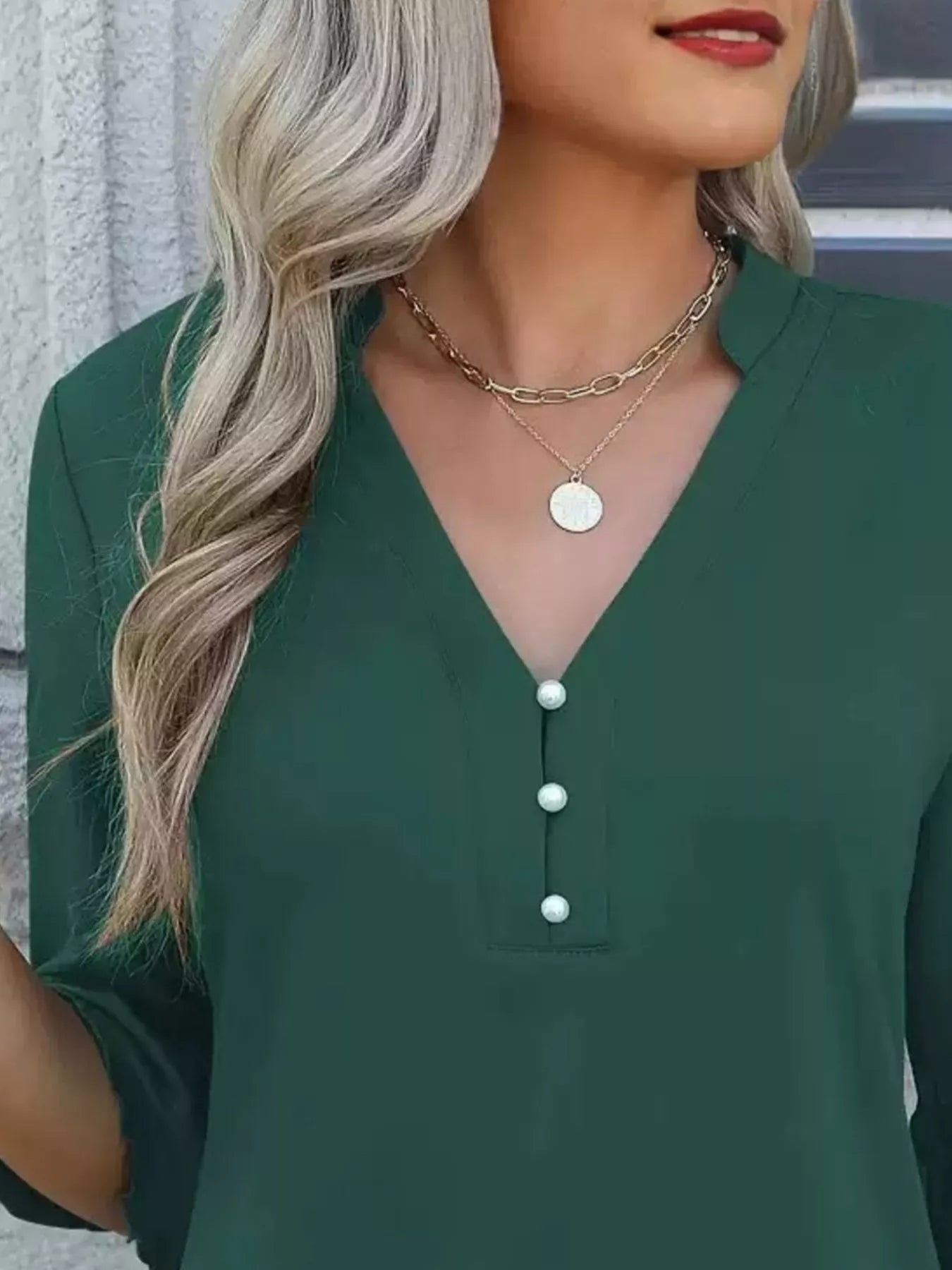 Full Size Notched Flounce Sleeve Blouse Plus Size - Be Bliss Boutique