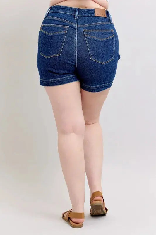 Judy Blue Full/Plus Size High Waist Tummy Control Denim Shorts | Be Bliss Boutique