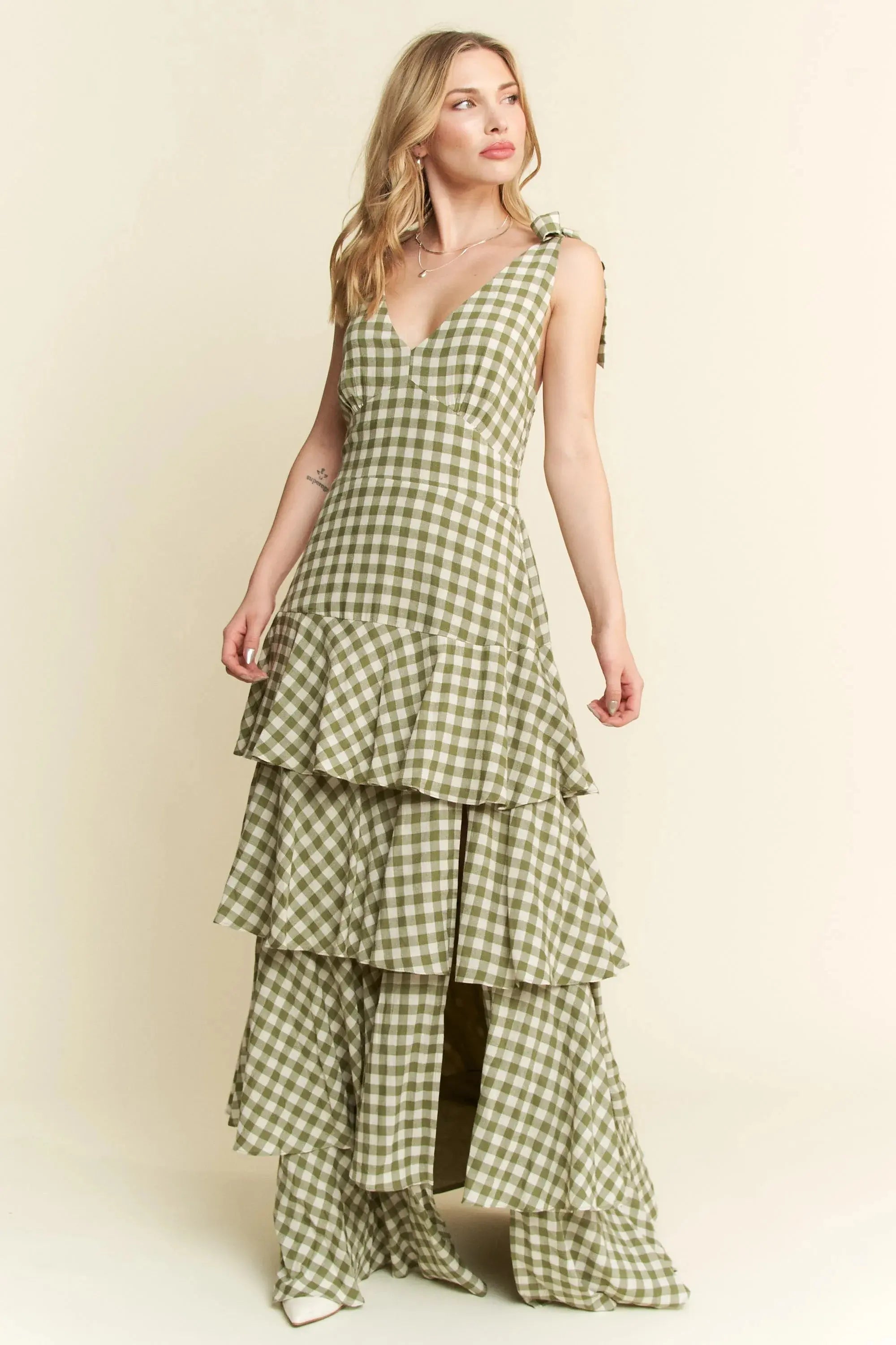 Jade By Jane Gingham Tiered Maxi Dress | Be Bliss Boutique