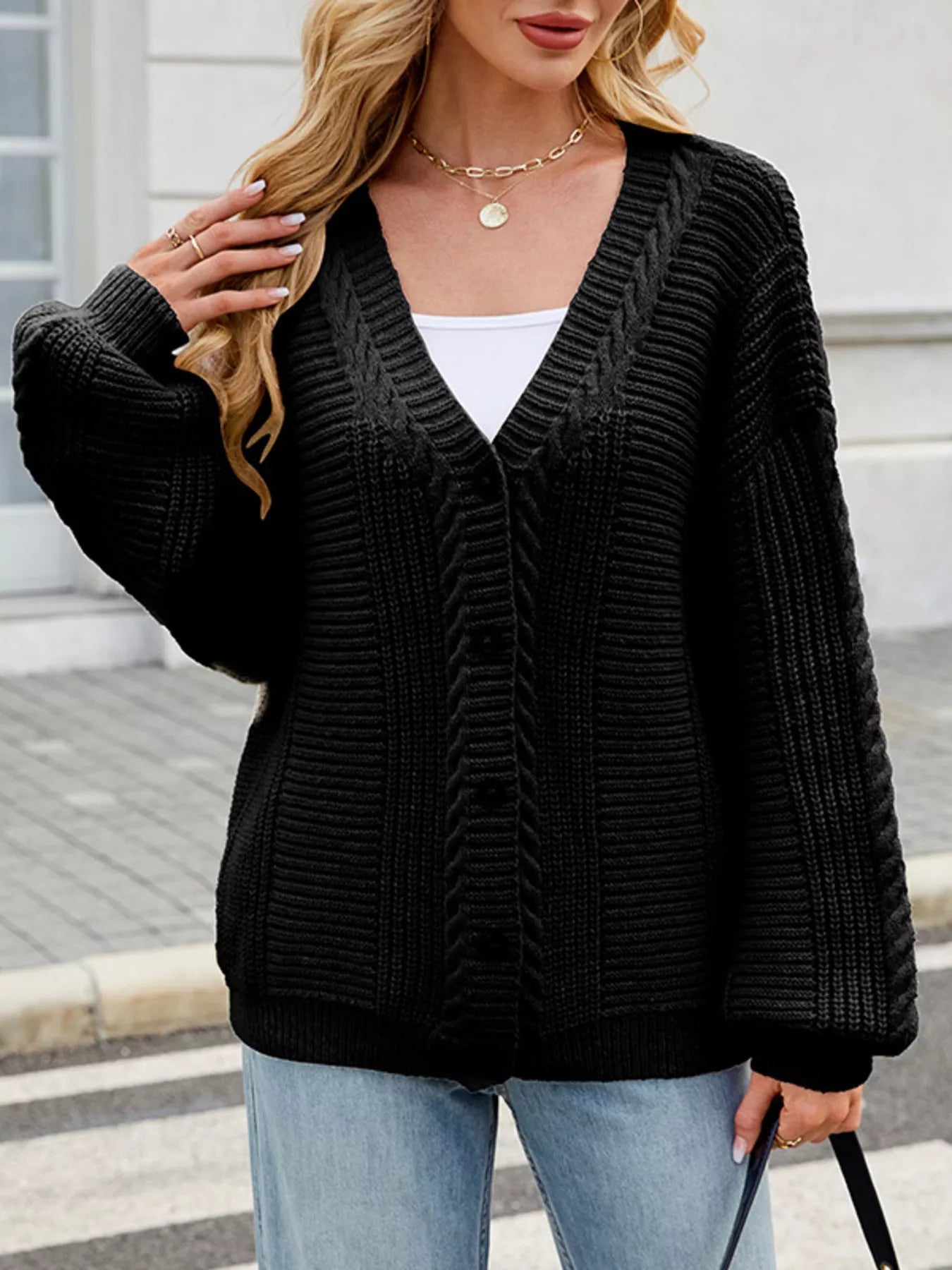 Button Up Long Sleeve Cardigan -  Be Bliss Boutique