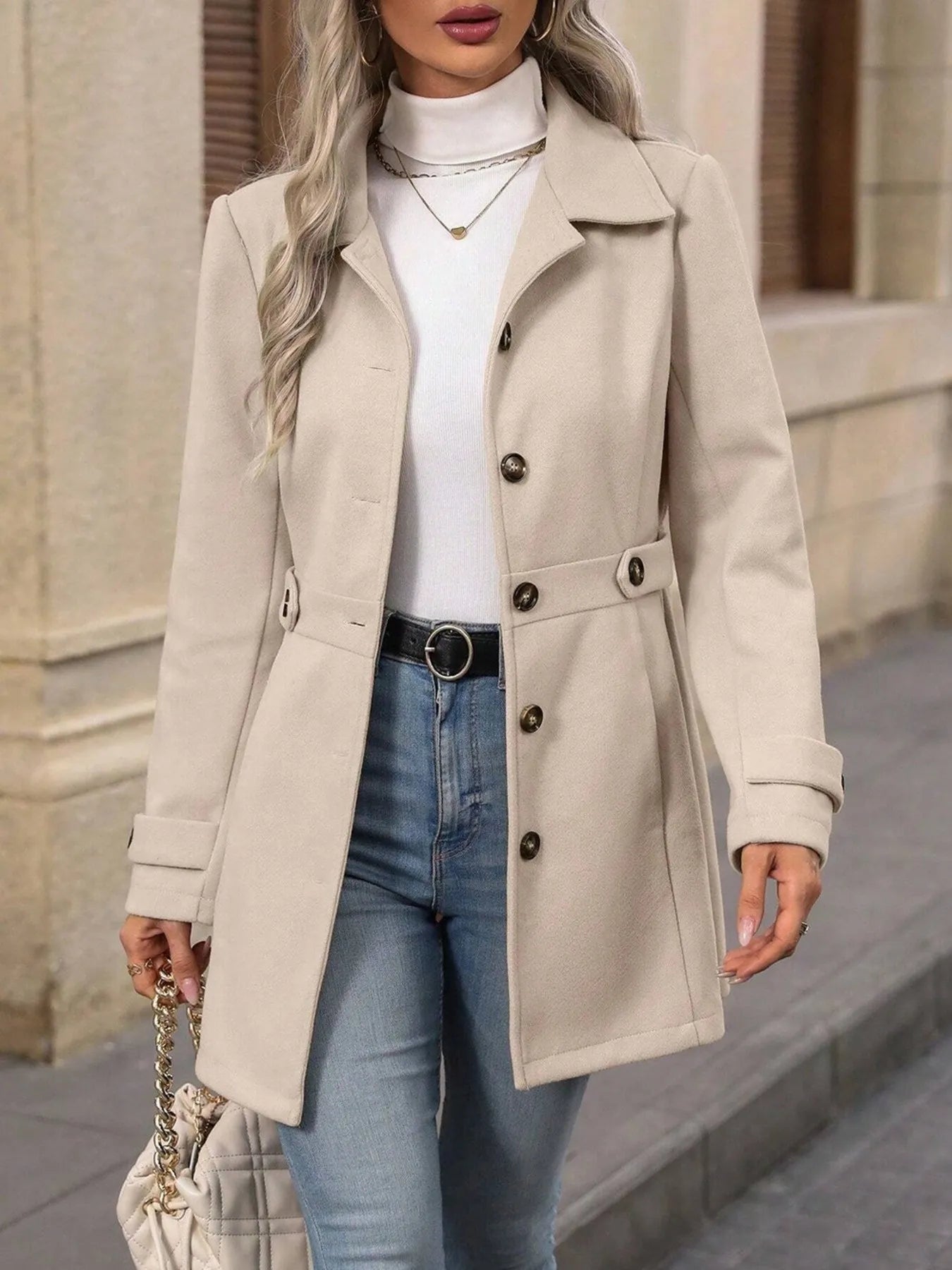 Button Up Long Sleeve Coat -  Be Bliss Boutique