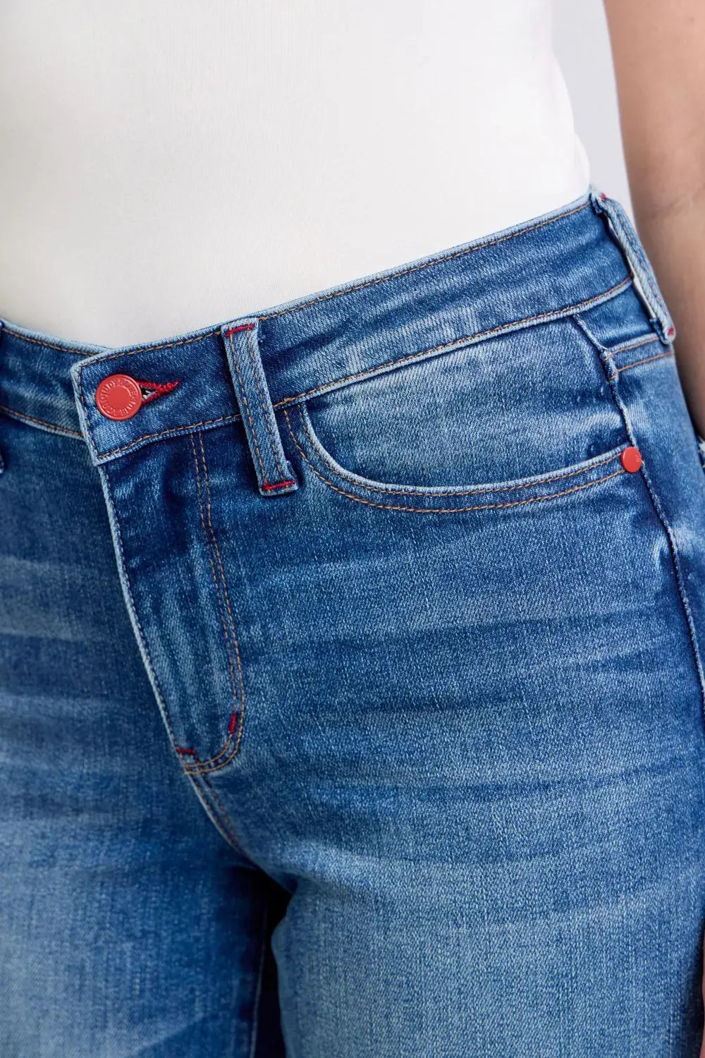 Judy Blue Full/Plus Size Plaid Print Cuff Straight Leg Jeans with Pockets | Be Bliss Boutique