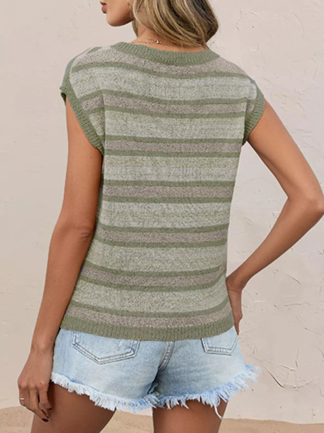 Striped Round Neck Knit Top - Be Bliss Boutique