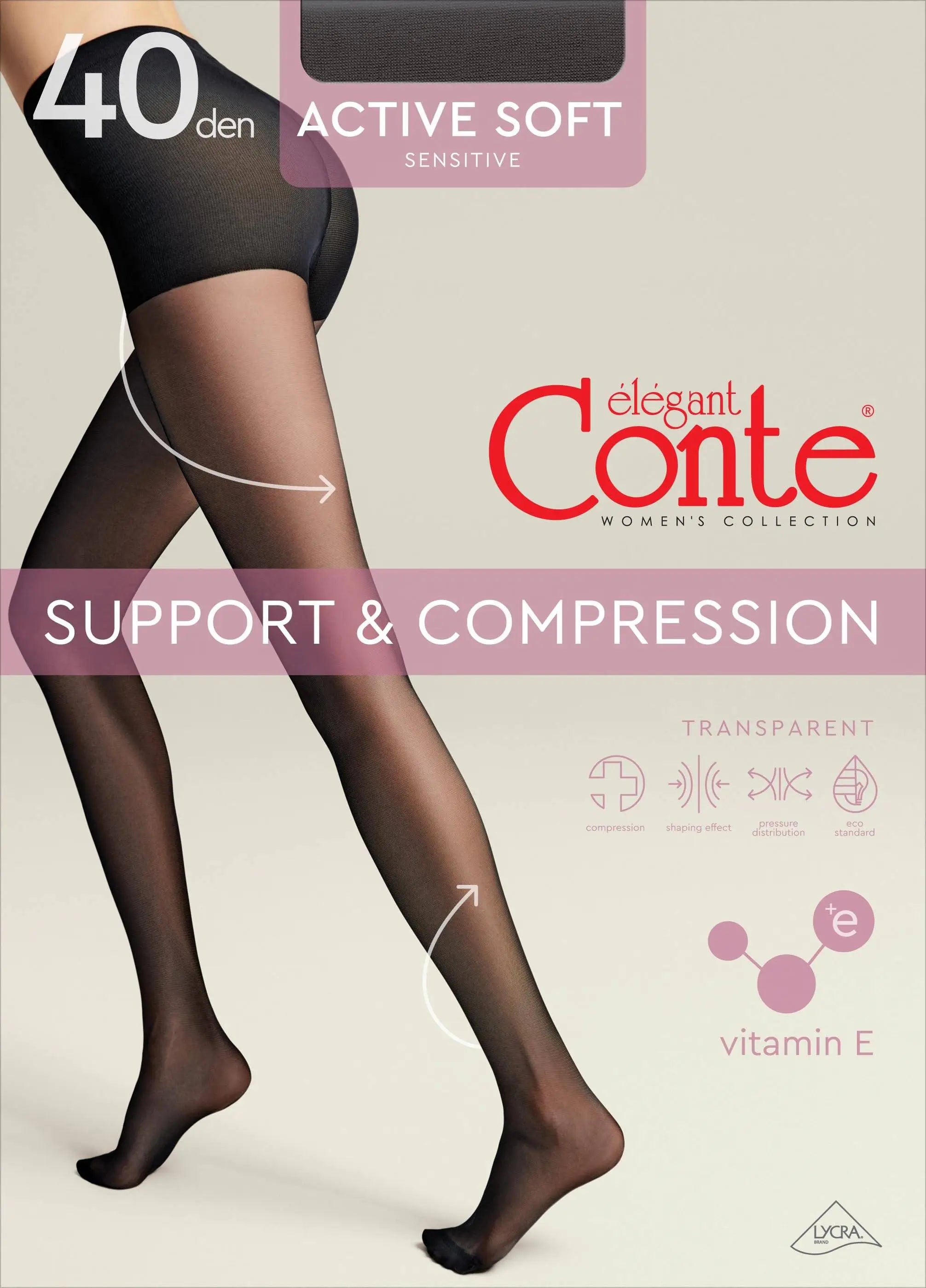 Tights Conte Active Soft 40 Den - Shaping Support with Vitamin E - Be Bliss Boutique