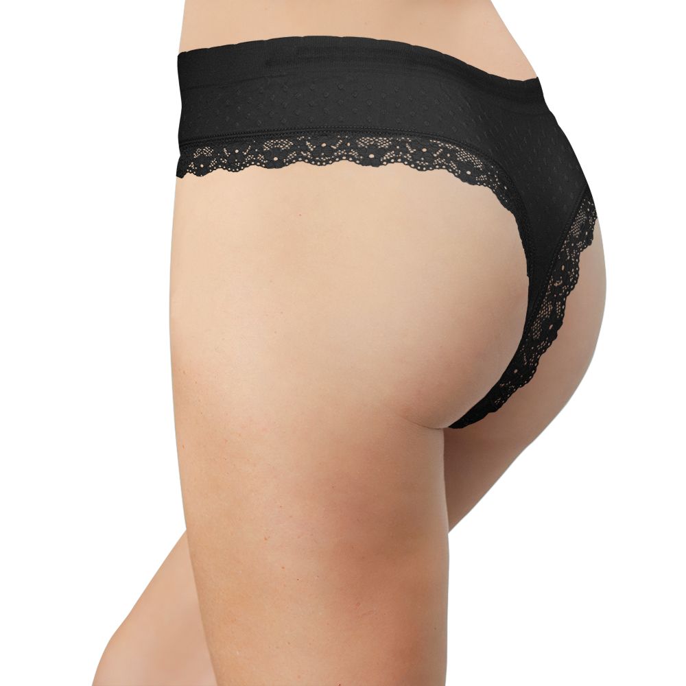 Scalloped Dot and Lace Seamless Tag Free Thong - Be Bliss Boutique