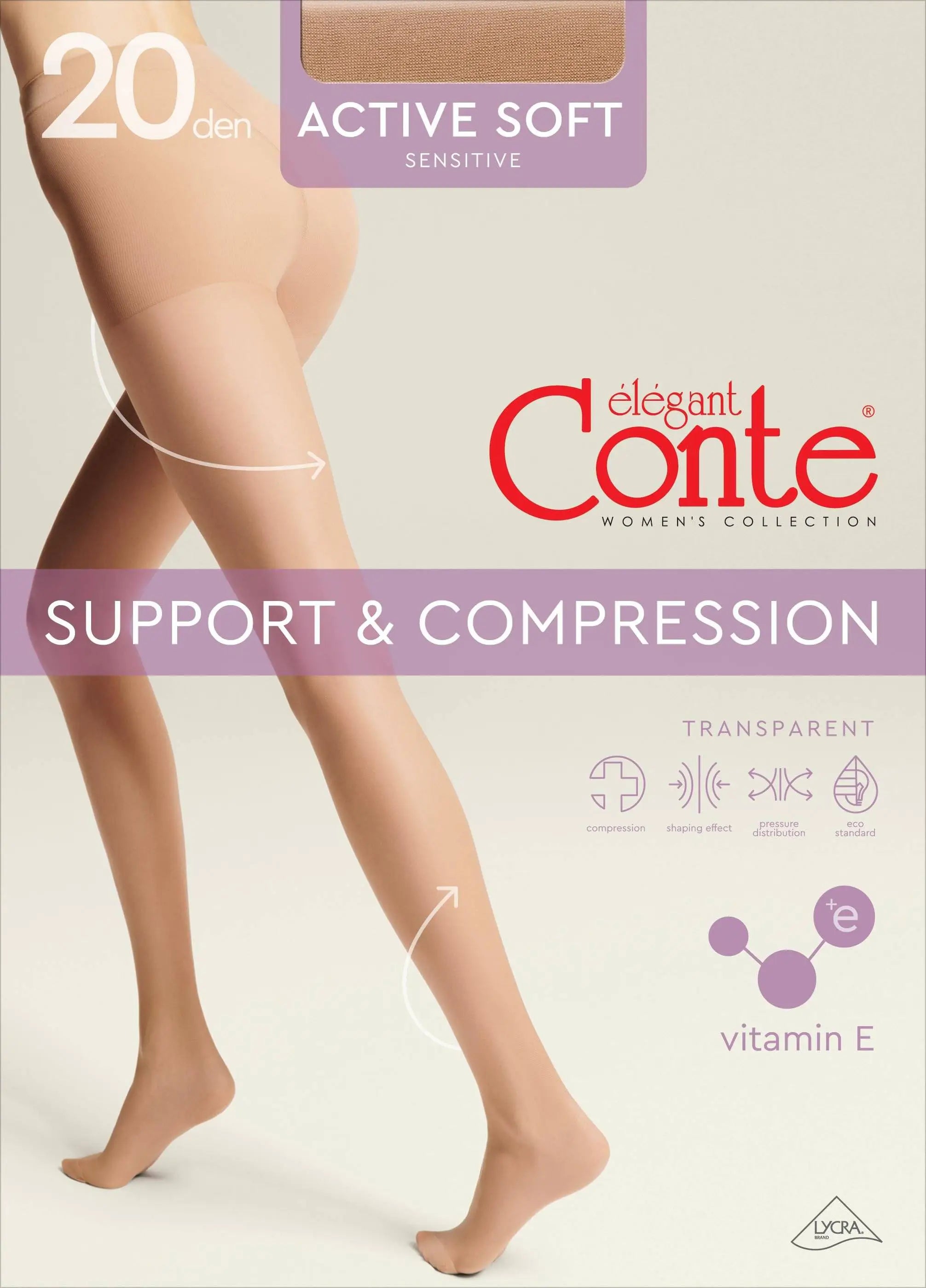Tights Conte Active Soft 20 Den - Shaping Support with Vitamin E - Be Bliss Boutique
