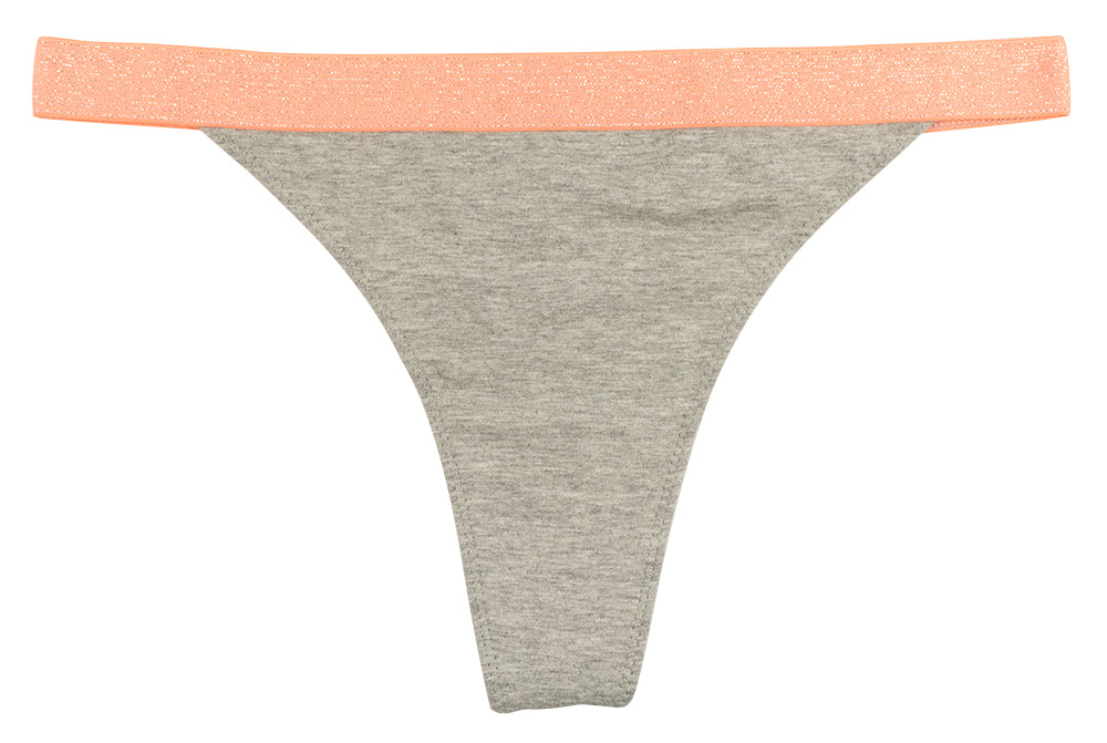 High Waist Cotton Thong with Shimmer Elastic - Be Bliss Boutique