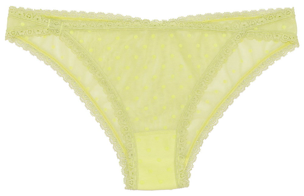 Flocked Polka Dot Mesh Cheeky with Lace Details - Be Bliss Boutique