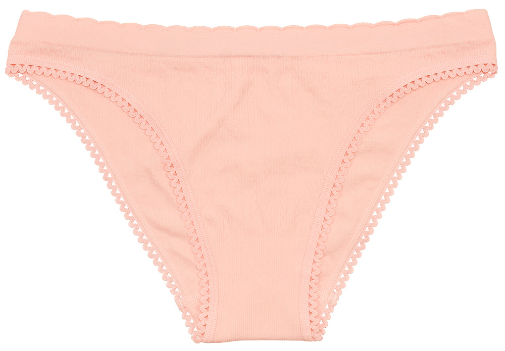 Seamless Textured Bikini with Picot Trim - Be Bliss Boutique