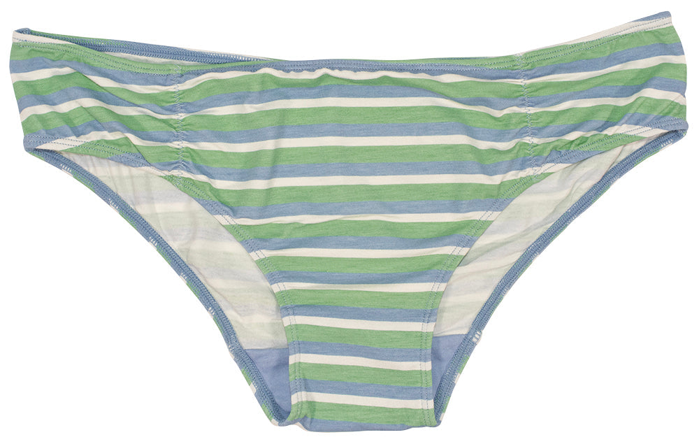 Blue and Green Striped Modal Bikini with Ruching - Be Bliss Boutique