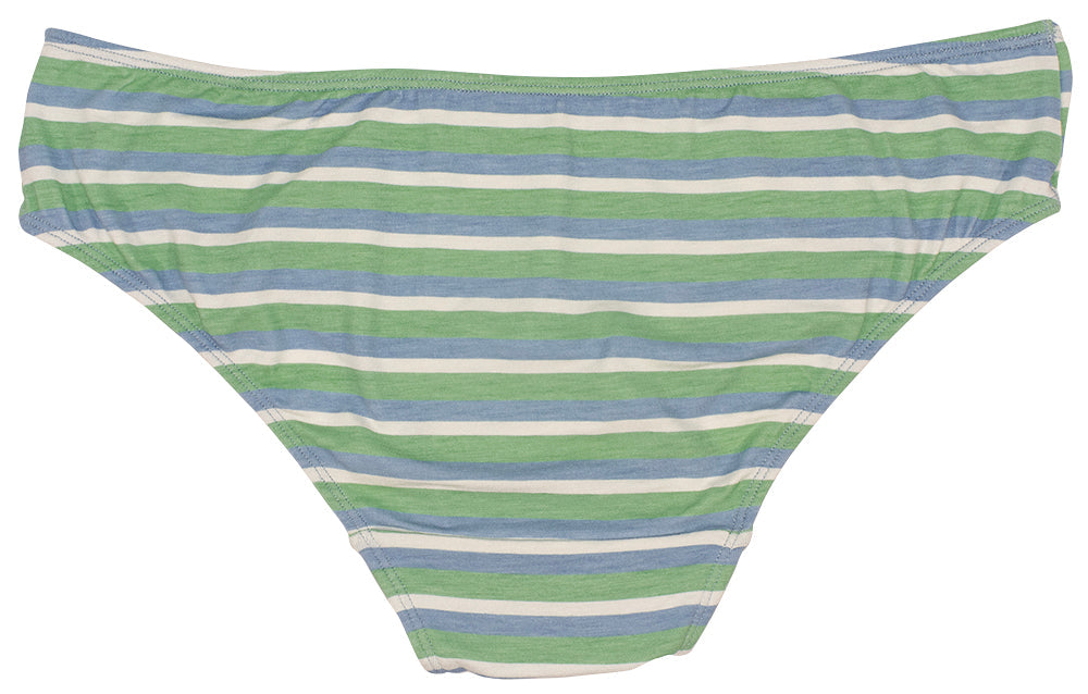 Blue and Green Striped Modal Bikini with Ruching - Be Bliss Boutique