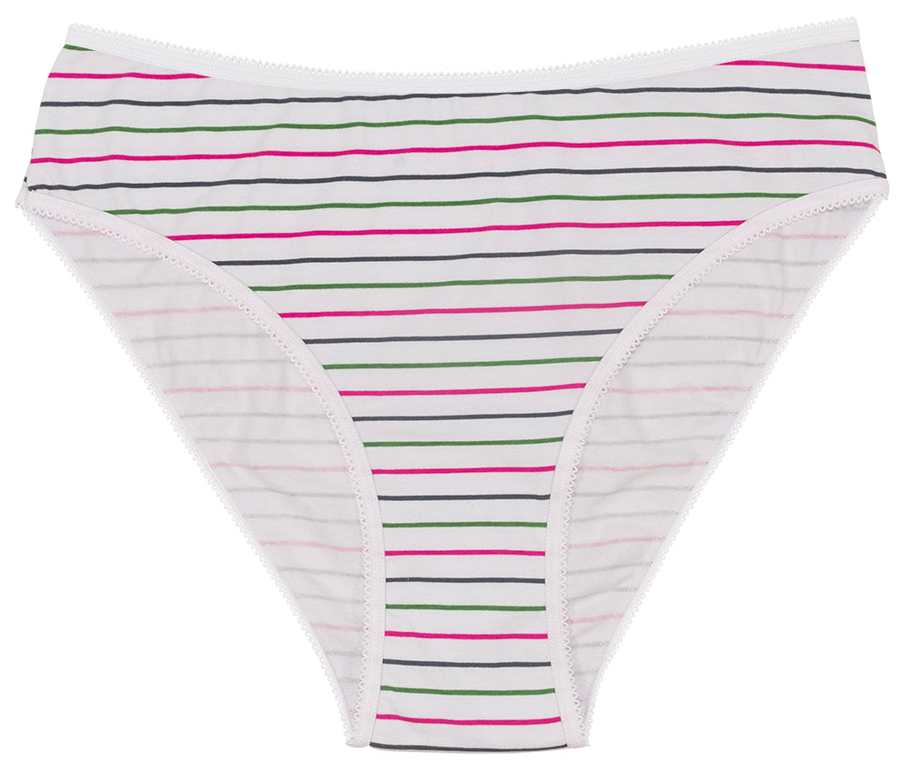Printed Cotton High Waist Bikini with Picot Trim - Be Bliss Boutique