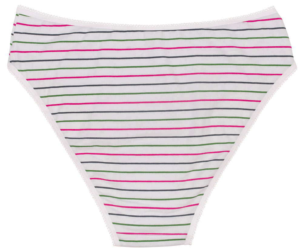 Printed Cotton High Waist Bikini with Picot Trim - Be Bliss Boutique