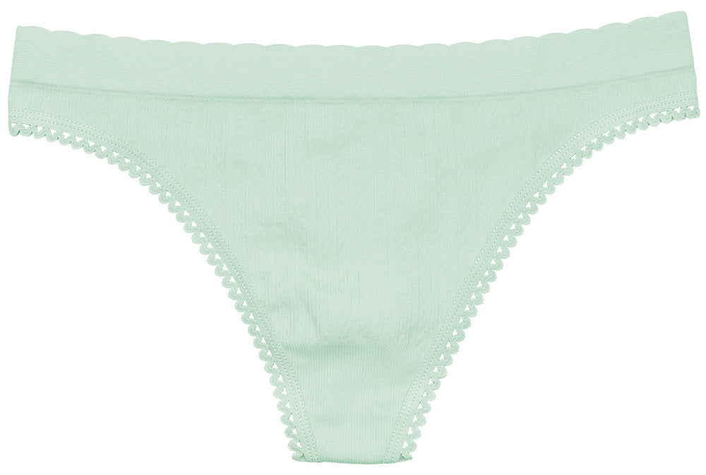 Seamless Textured Thong with Picot Trim - Be Bliss Boutique