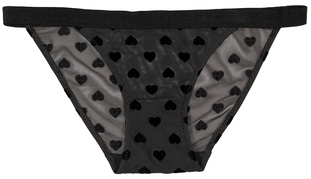 Heart Mesh Cheeky with Elastic Waist In Black - Be Bliss Boutique