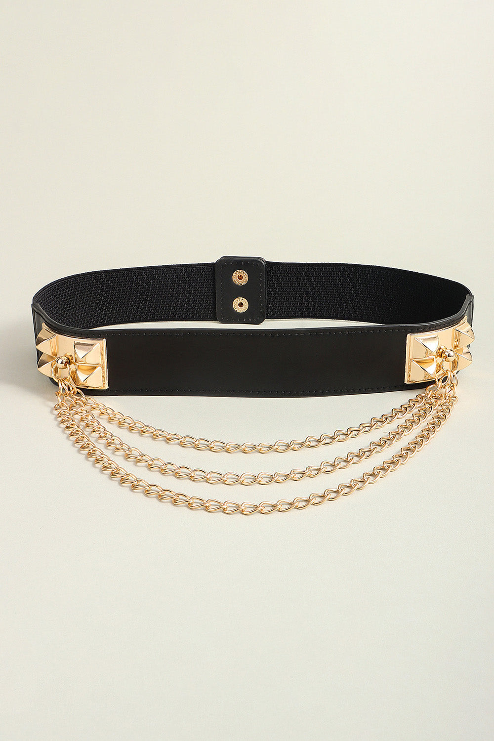 Black Elastic Belt with Triple Gold Chain